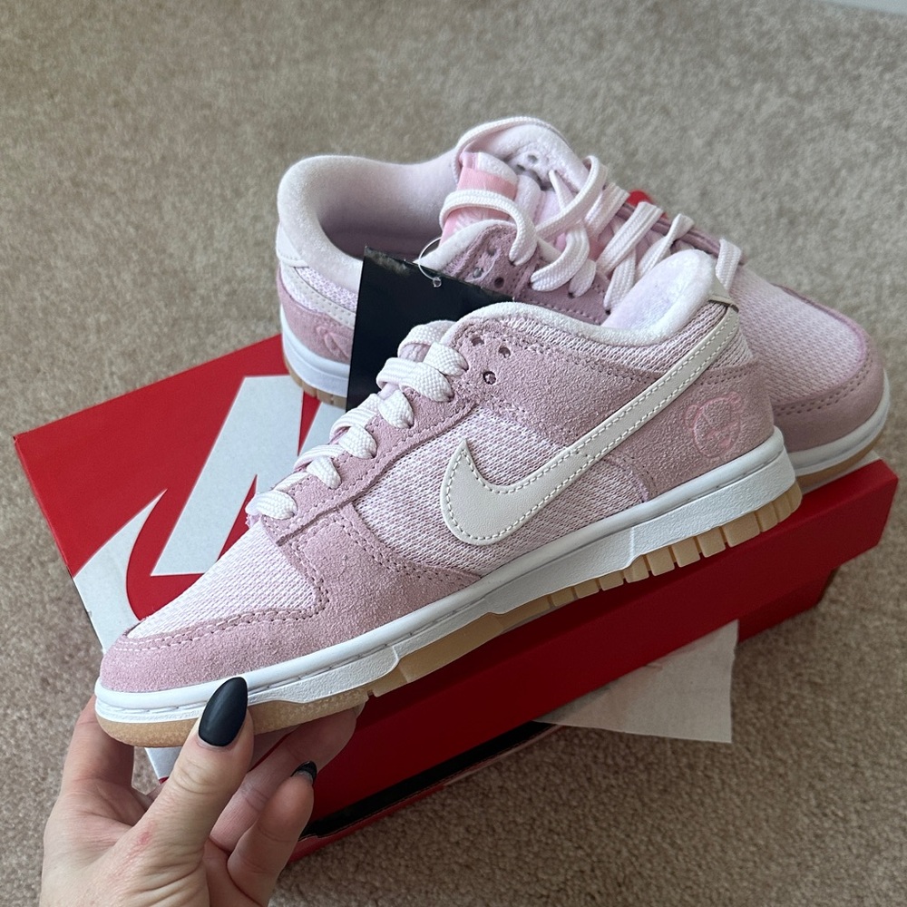 Nike Women's Soft Pink and White Sneakers